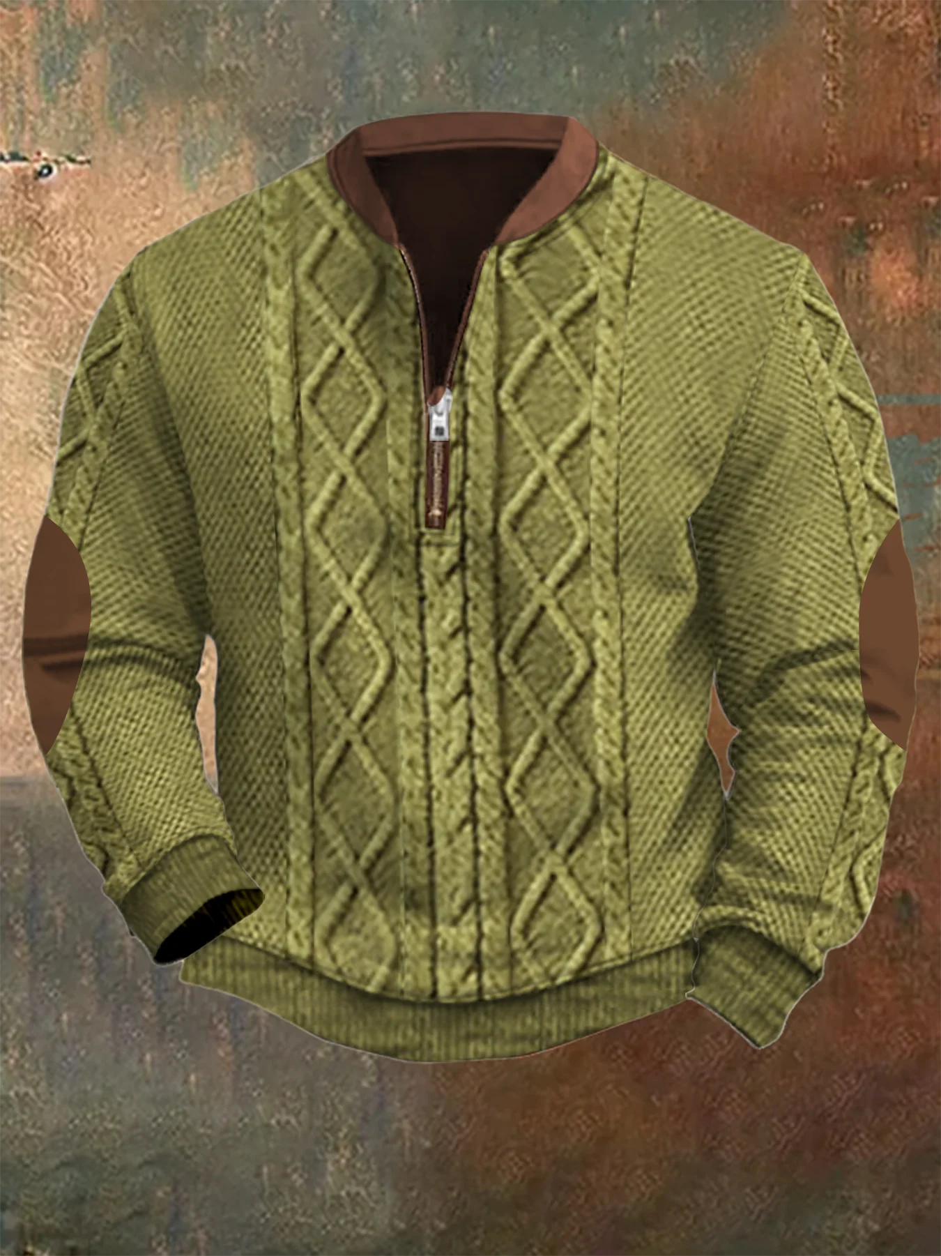 2024 New Design Cable Knit Sweater Men Cotton Rib Clothing Sweater Half Zipper Custom Plus Size Knit Sweaters for Men