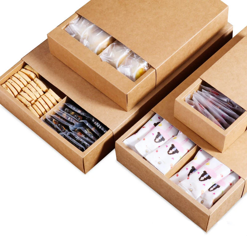 High Quality Eco Friendly Food Grade Brown Drawer Sliding Kraft Paper Cookies Gift Product Packaging Box