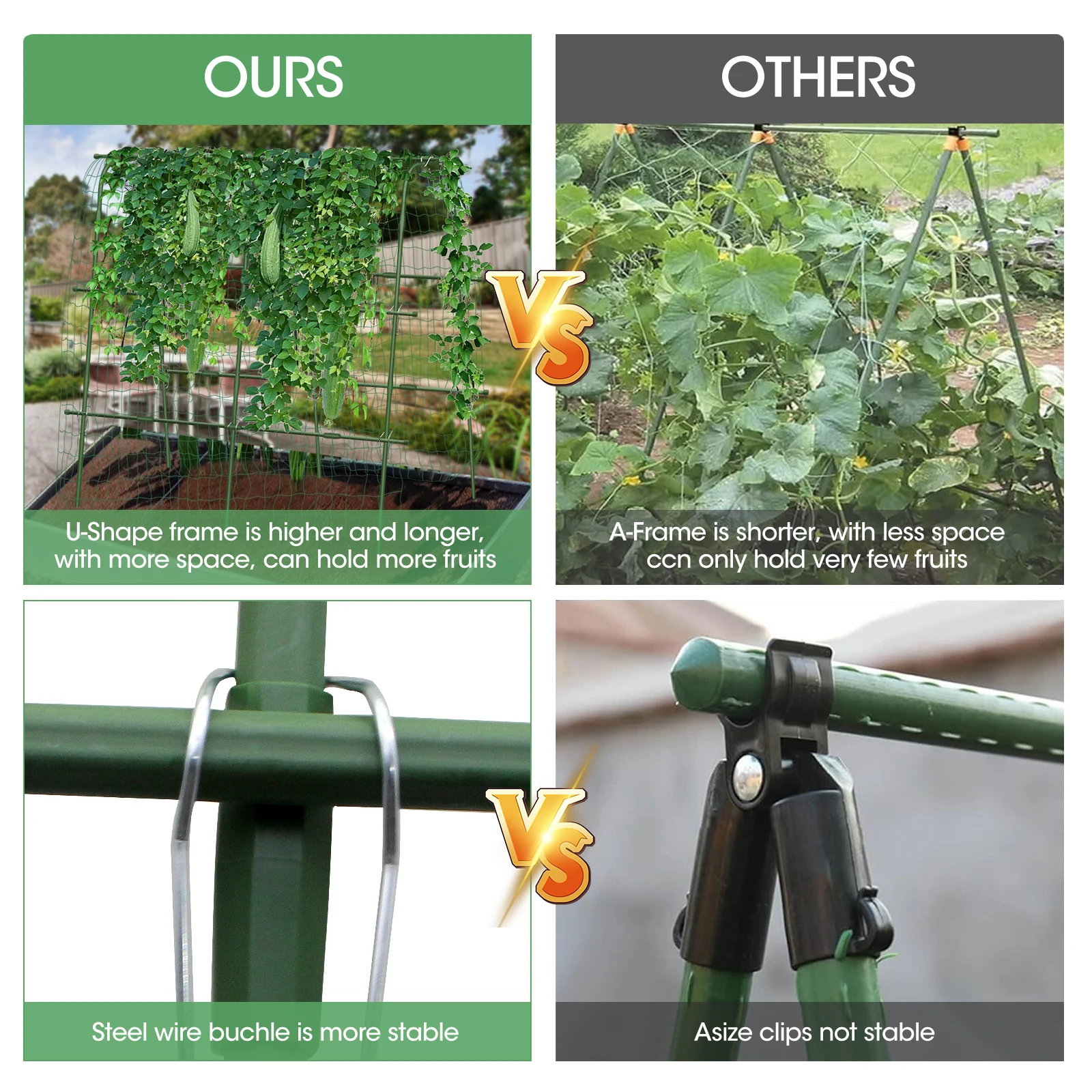 Cucumber rack Grape rack tomato cucumber climbing vine pole Garden covered plastic steel pipe support pole 160cm*40cm*160cm