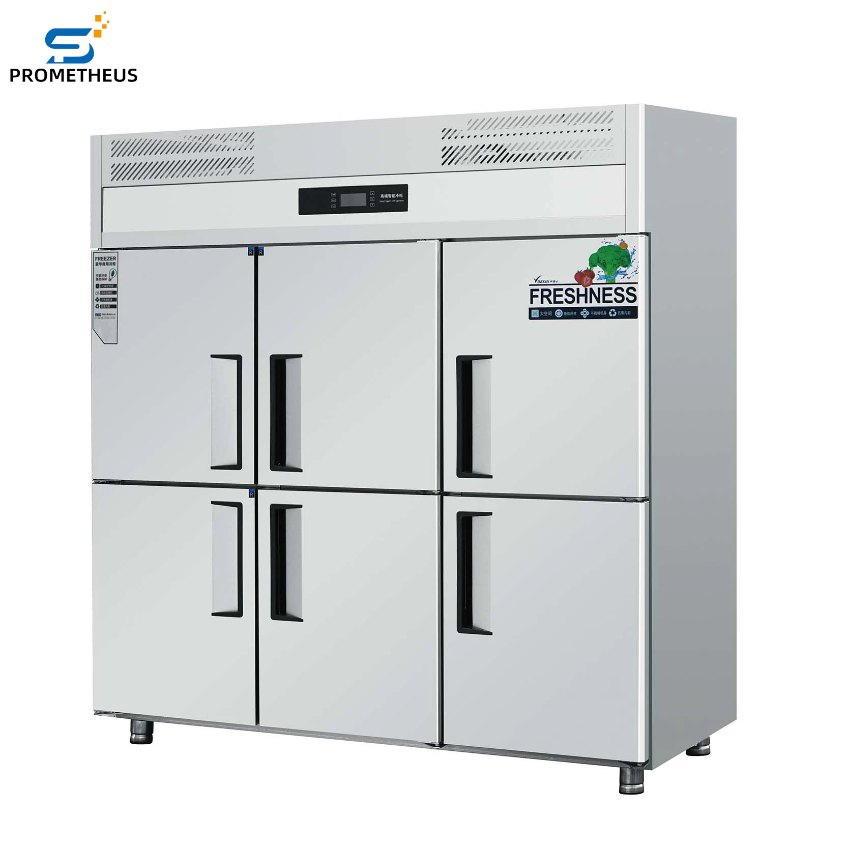High Quality 6 Doors Commercial Freezers Refrigerator 201 Stainless Steel Refrigeration Equipment