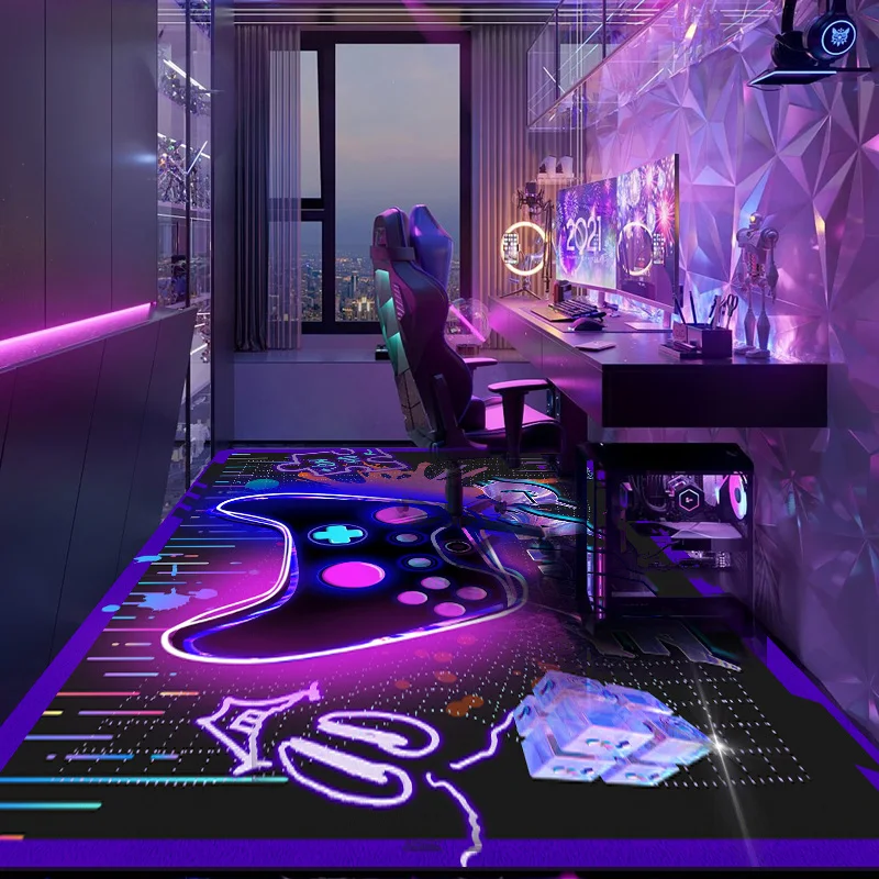 luxury 3D Transparent Gamepad and Colorful Bomb Background gaming rug area rugs for bedroom