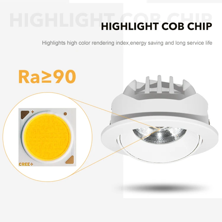 FAST Wholesale Price Indoor Ceiling Recessed 7W 10W 12W Aluminum COB Chip LED Spot Light With Driver