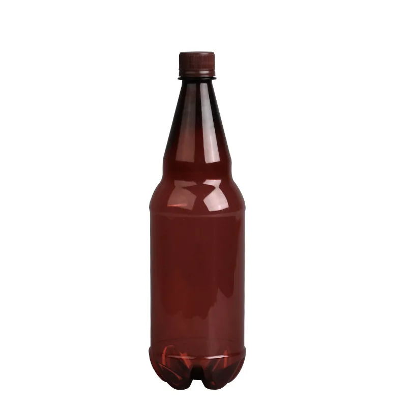Factory direct sale In stock 330ml  500ml  plastic amber clear brown round beer bottle with cap