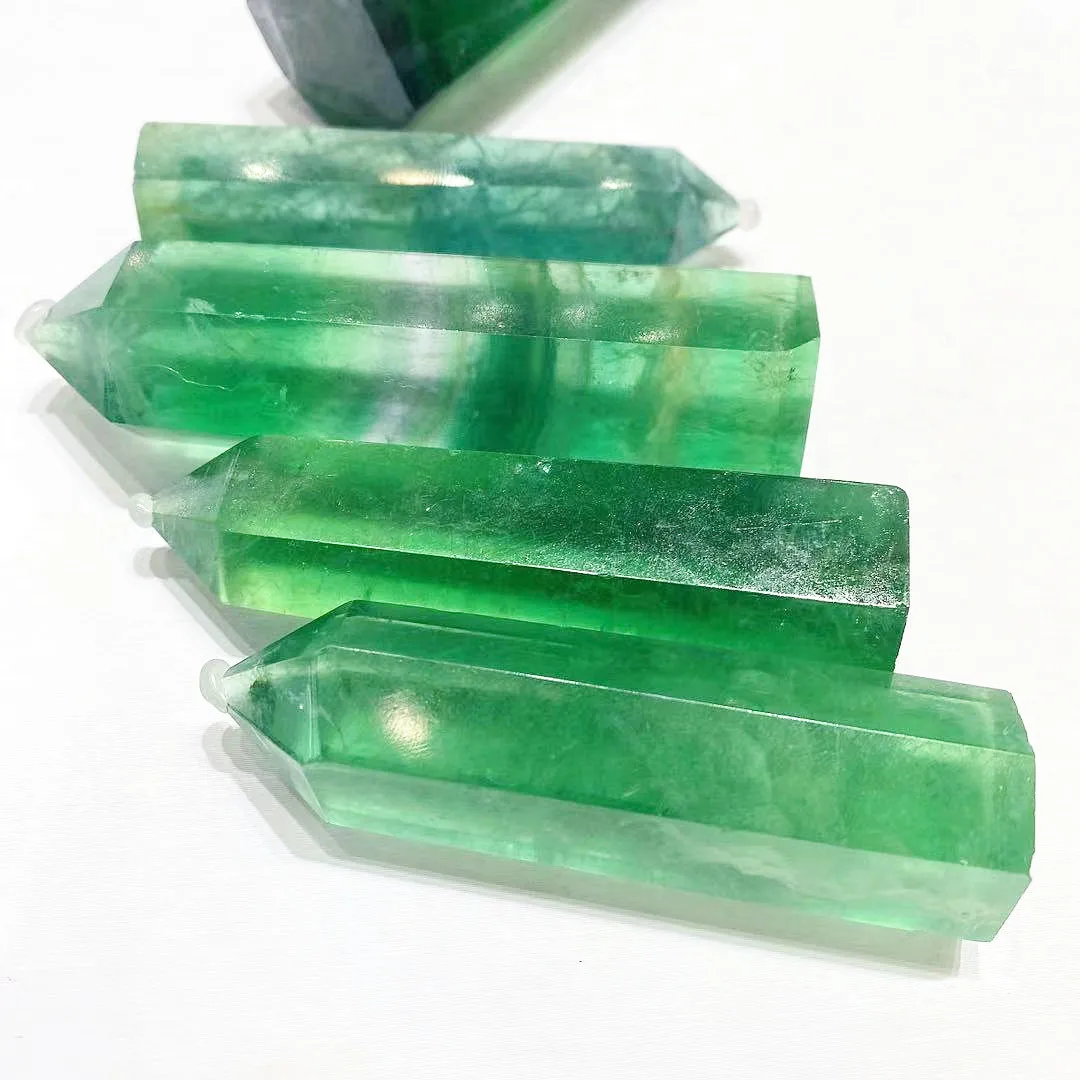 High Quality Natural Crystal Healing Stone Point Rainbow Fluorite Tower Point