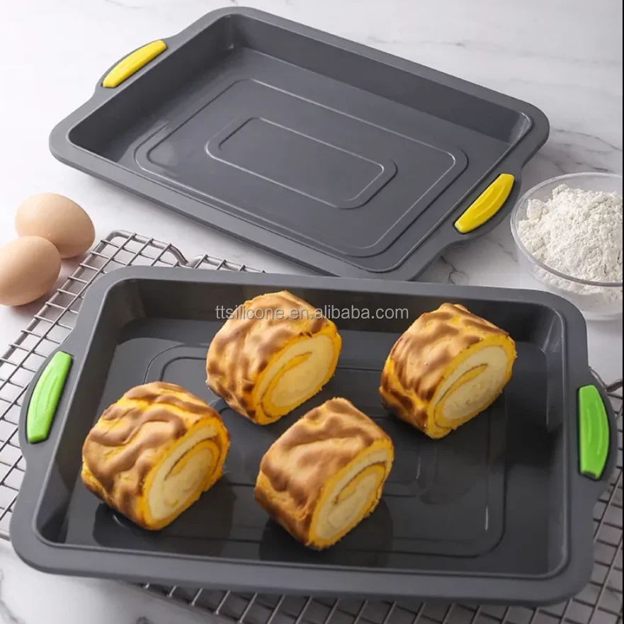 Silicone Square Cake Pan Brownie Pan Bakeware with Non-Slip Grips Non-Stick Baking Mold for Bread Cake and Pie