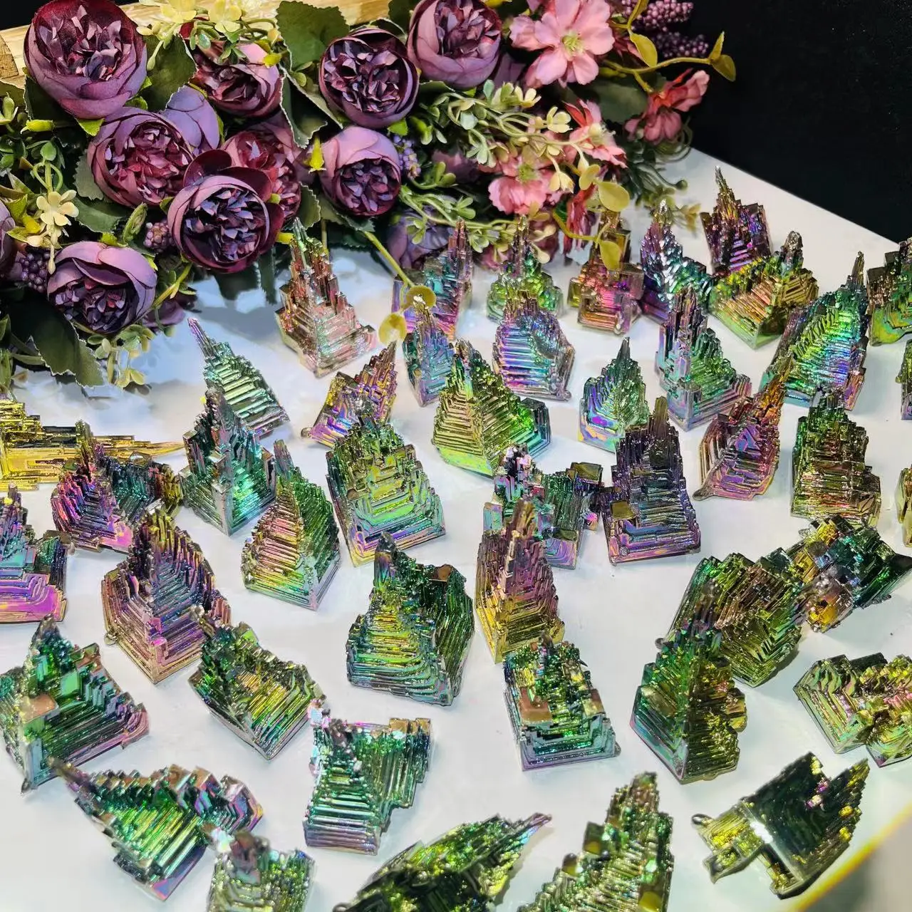 Wholesale High Quality  Carved Crystal Gemstone Bismuth Ore Tower  for Decoration
