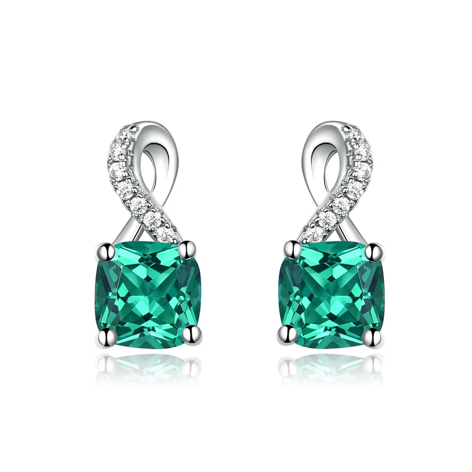 Factory direct fashion earrings luxury emerald pendant diamond cubic zirconia stud earring