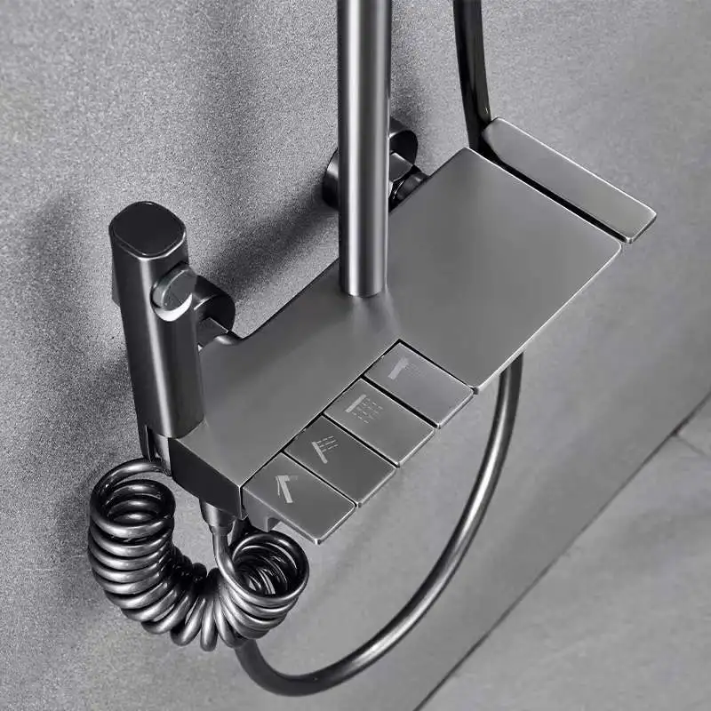 Luxury 4 Way Piano Key Bathroom Shower Mixer Set Thermostatic Bath Mixer Bathtub Faucet Set