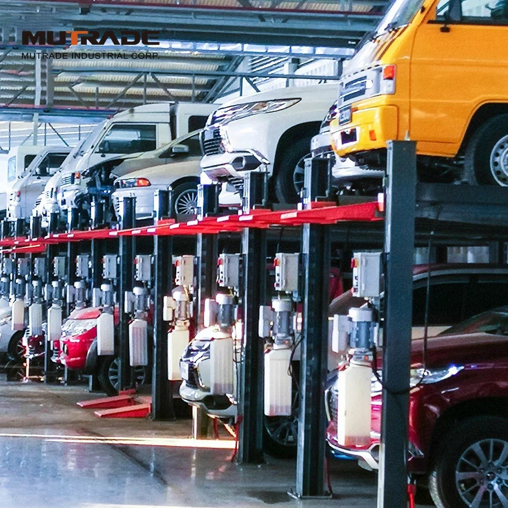 Four Column Hydraulic 4 Post Bridge car lift ramps  vertical smart parking lift car stacker