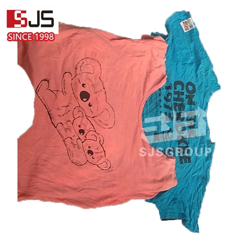 Industrial trapo 10kg Wiping Rags used recycled color cotton Cleaning clothes waste mixed T-shirt cotton rag