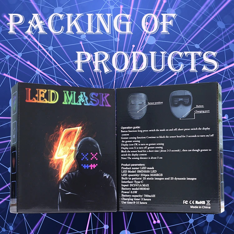 Costume Cosplay Glowing Masker Flash Horror LED Mask Halloween Mask Atmosphere Props Party Mask