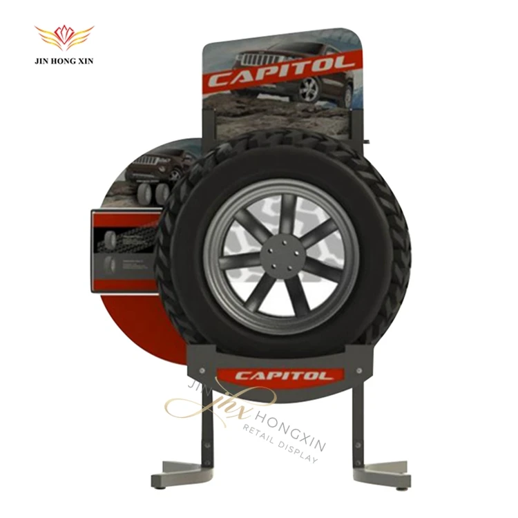 Car Distributor Showing Trade Show Tire Center Repair Shop Rotating Rim Rack Stand Spinning Wheel Display