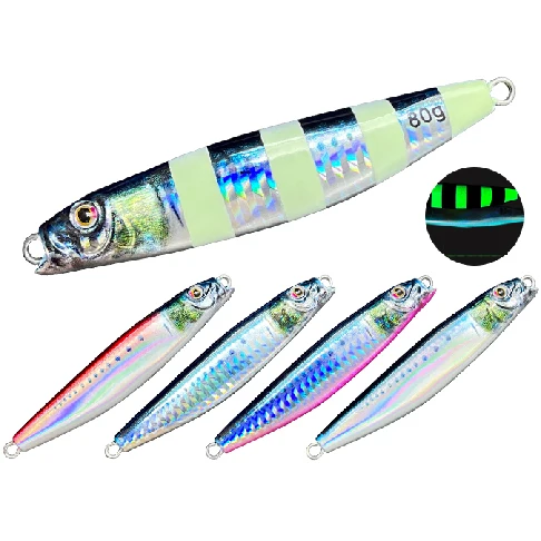 Fast Sinking Metal Jig 3D Printing Japan Hologram High Reflective Effect Slow Pitch Fish Shape 40g 60g 80g Jigging Lure