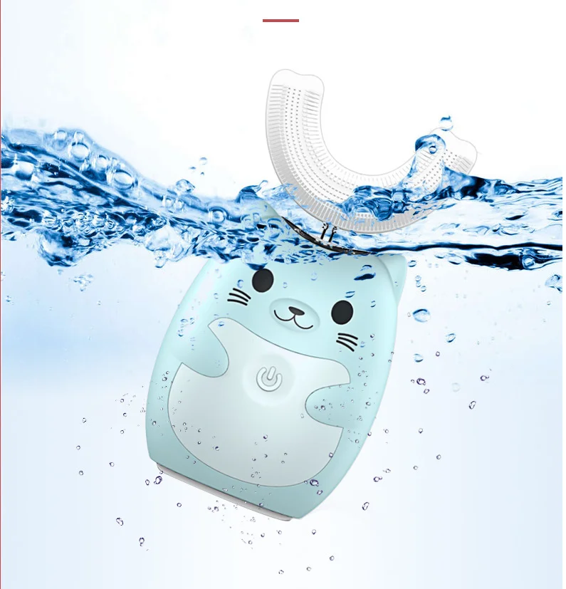 Пурпурная легкая стерилизующая Водонепроницаемая автоматическая зубная щетка U-типа на 360 градусов для защиты здоровья детей