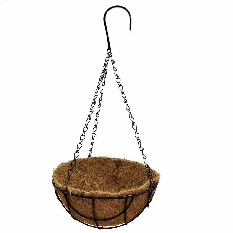 8-16 inch  Hanging Flower Basket Cocoanut Hanging Basket Iron Wall Hanging Cocoanut Flower Basket