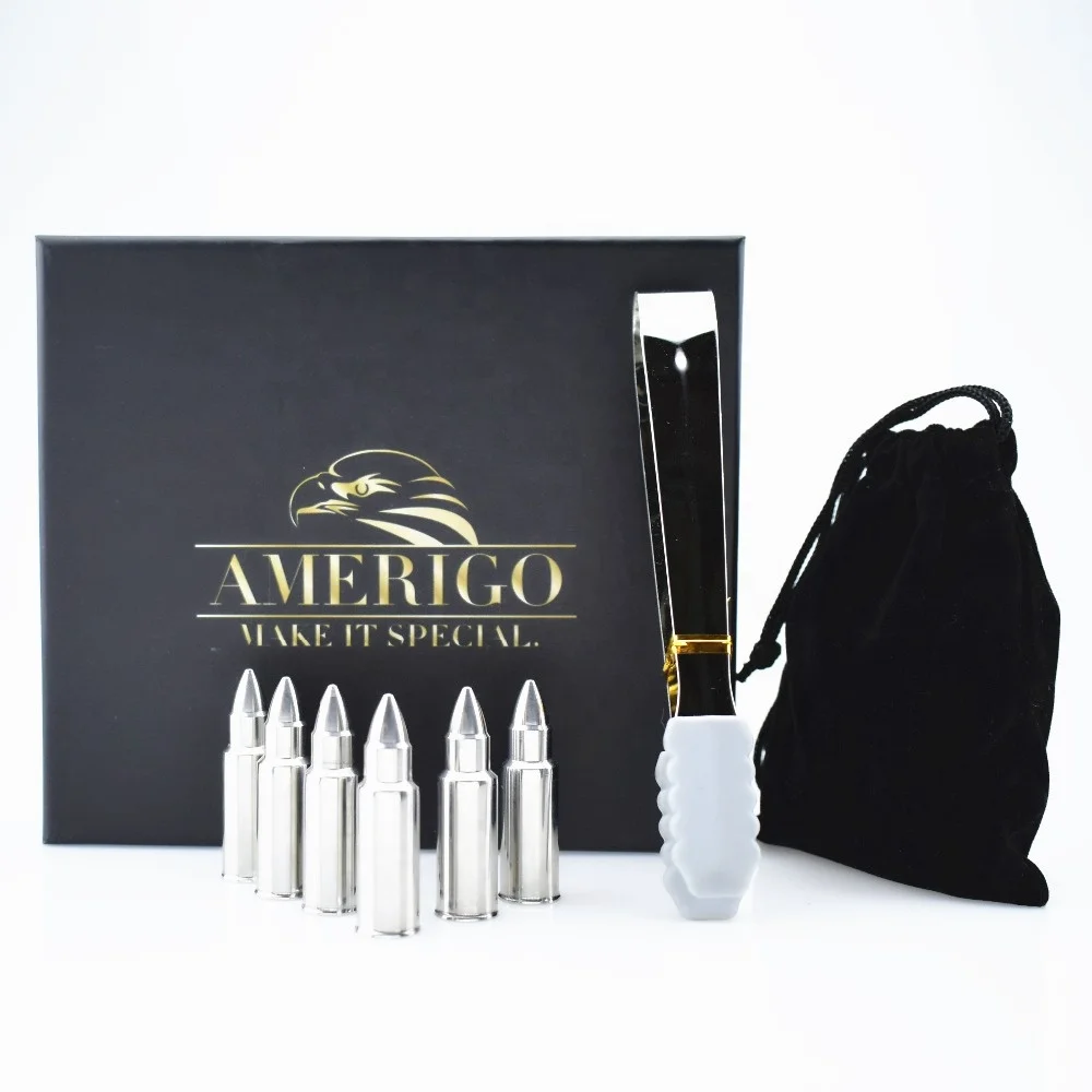 bullet shape whiskey stone ,bullet whiskey stone,whiskey bullets Gift Set with tongs and travel bag