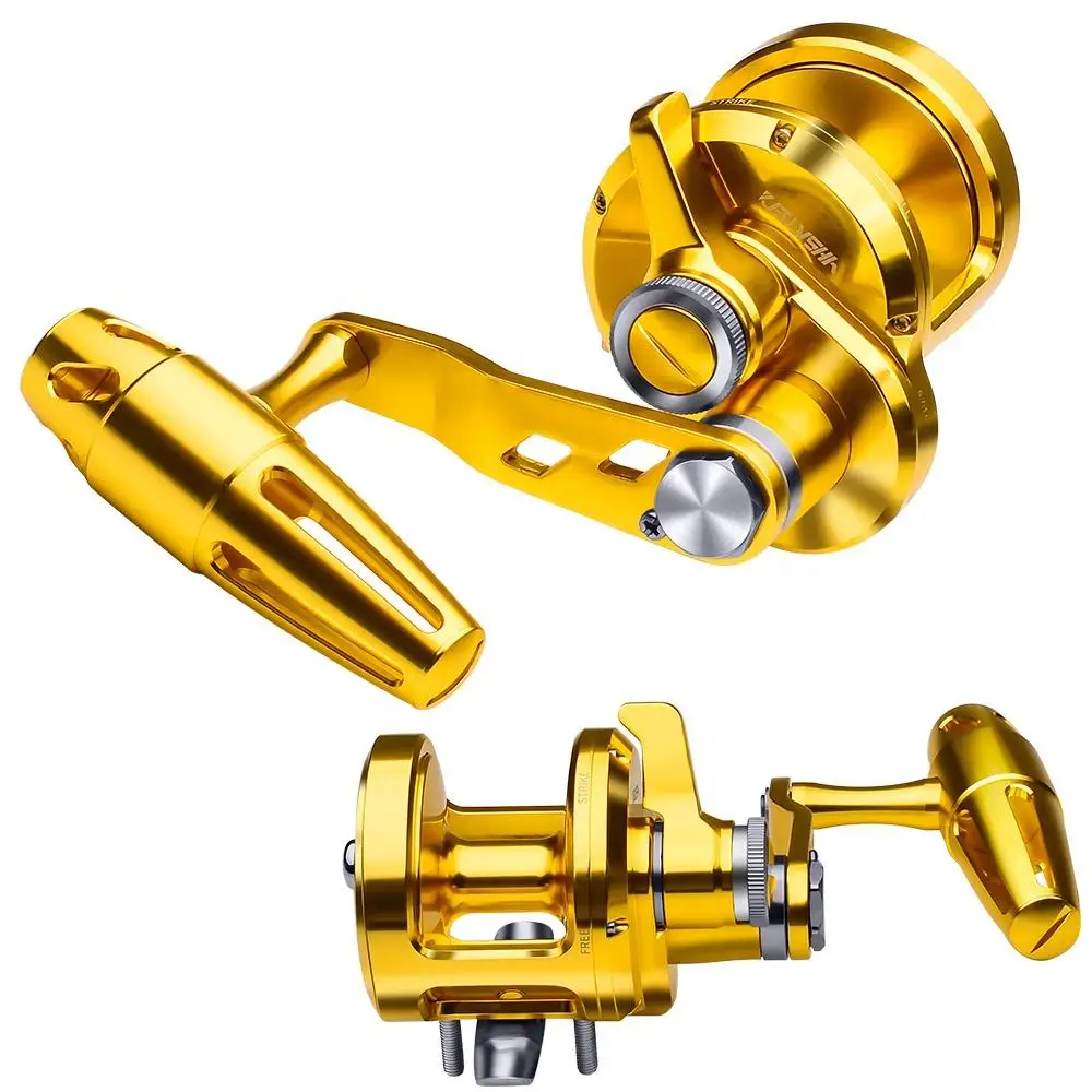 PRO BEROS Trolling Reel 5.7:1 High Speed CNC Machined Aluminum Jigging Reel 40LB Max Drag Sea Fishing Wheel T-Bar Handle Pesca