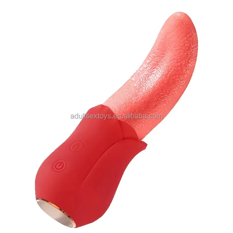 Powerful Licking Rose Tongue Vibrator Massage Clit Nipple Long Pink Vibrating Tongue Vibrator for Woman