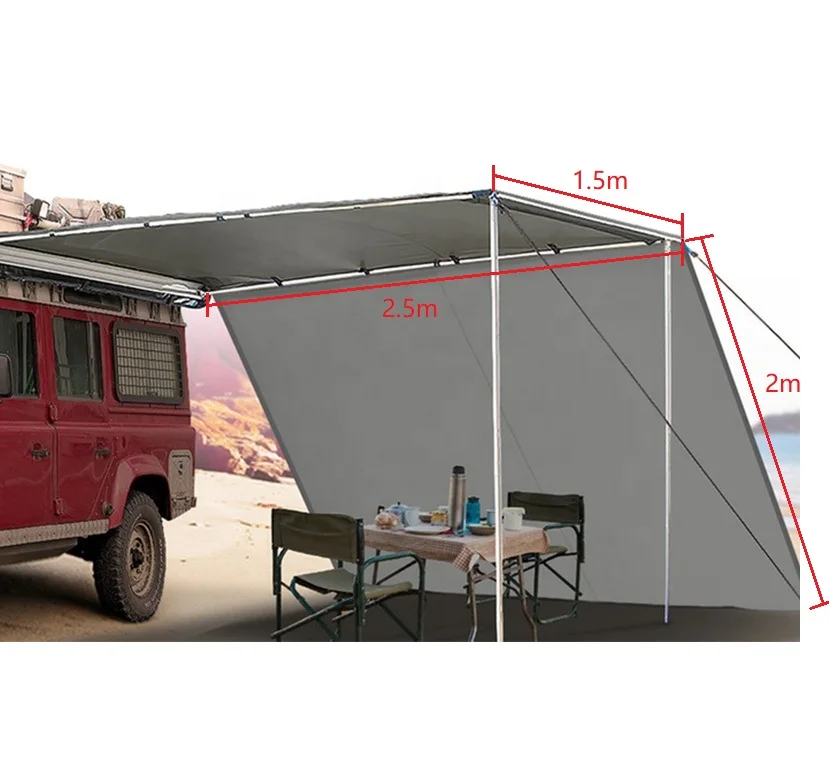 
DANCHEL OUTDOOR 1.5*2.5m Car Side SUV Awning with 2*2.5m side wall front extension wall car roof top tent 