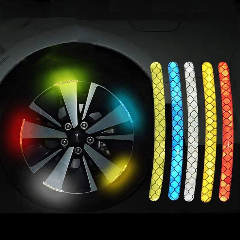 night driving high visible car accessories motorcycle hub rim fashion decorative color reflector stripe tape reflective sticker