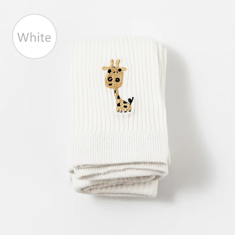 Combed cotton plain color baby tights embroidery cute kids pantyhose