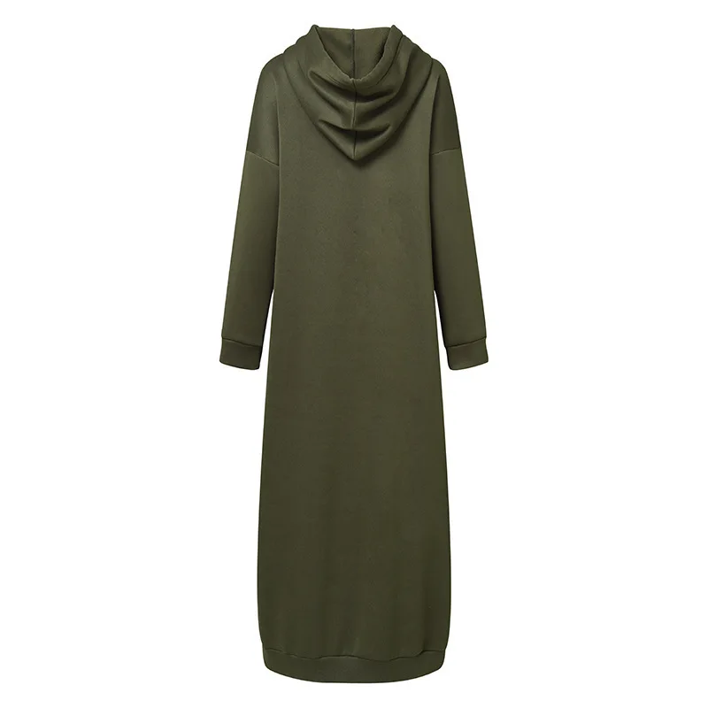 Solid Color Of Long Style Set Islamic Clothing Autumn Winter Hooded Coat For Abaya Women Muslim Dress And Lady Hoodies Coat