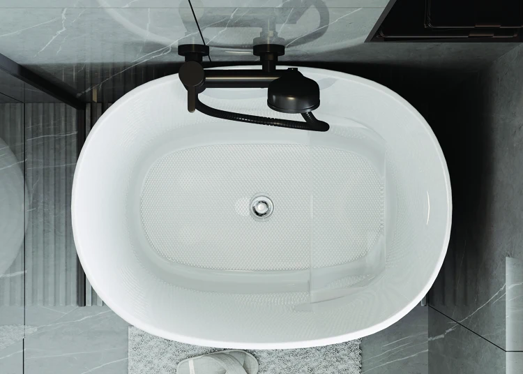 2024 New Developed High Quality Adult Round Soaking Bathtub Freestanding Modern Oval Shape Pure Acrylic Bathtub