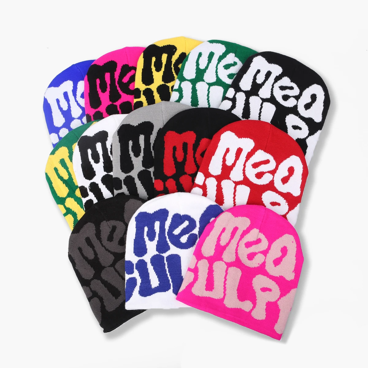 Wholesale Unisex All Over Print Winter Warm Hat Custom Logo 100% Acrylic Knitted Cuffed Jacquard Beanie Hats