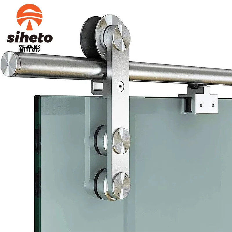 Durable Glass Door Accessories Sliver Sliding Door Fitting Set Stainless Steel Sliding Door System