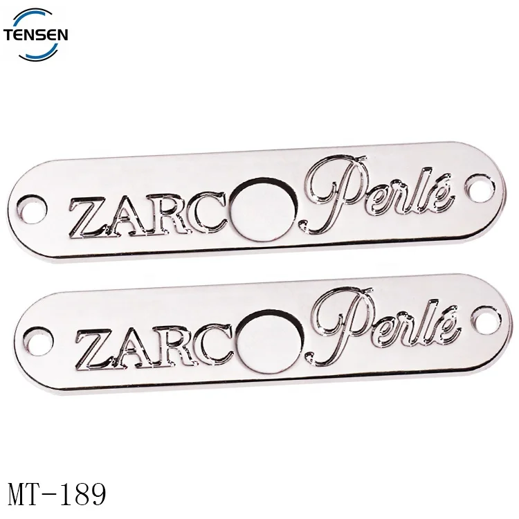 Waterproof garment accessory metal sewing tags zinc alloy brand name clothing labels plate for swimsuit