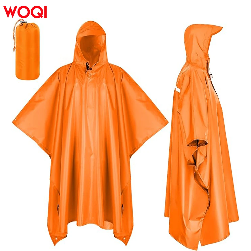 WOQI Three in one multifunctional waterproof raincoat, wear-resistant polyester adult bicycle raincoat with reflective strip