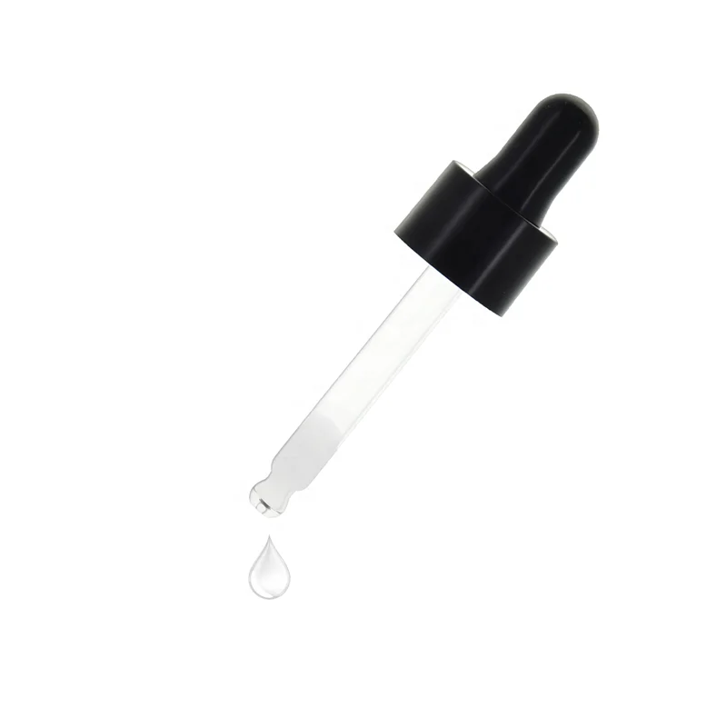 18/410 Plastic Silicone Head Dropper With Glass Pipette For Essential Oil Bottle