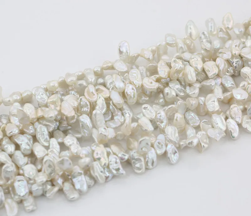 8-9mm good quality freshwater real natural irregular keshi reborn pearl bead strand