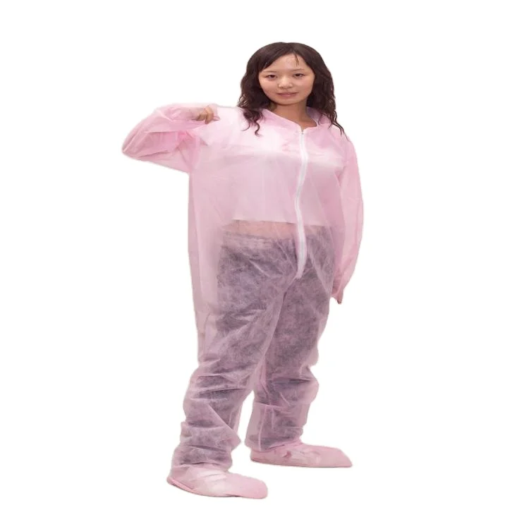 Hot Sales Customized Disposable 25g PP Pink Jumpsuit with Elastic Waist Overall