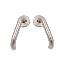 Lever Door Handles Stainless Steel Rosette Door Handles Silvery Standard Style Lavatory And Shower Lever Handle