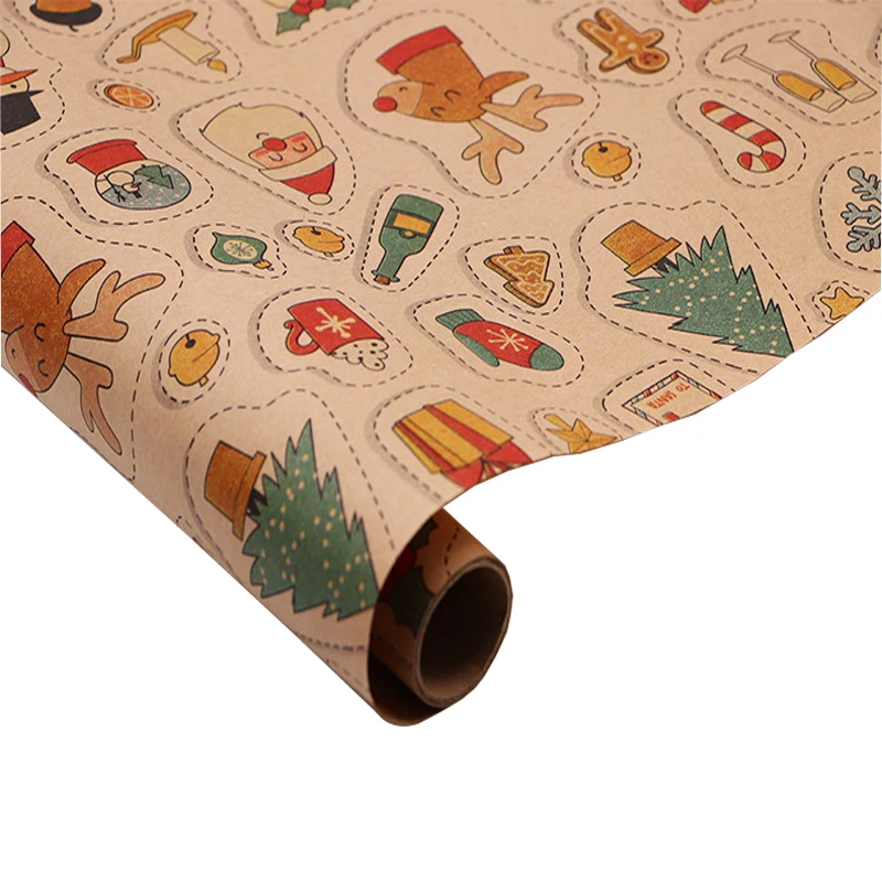 Пользовательская Печать Подарочная коричневая упаковочная бумага рулон крафт бумага древесная целлюлоза профессиональная специальная бумага логотип заказчика картонная упаковка