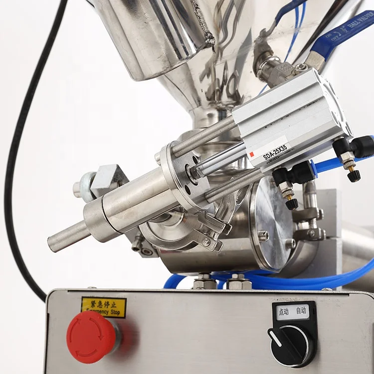 Pneumatic lotion shampoo gel filling body cream sauce jam filler cosmetic honey paste filling machine with heating mixer