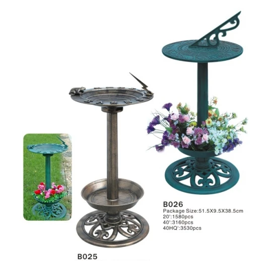 2022 Summer Time Superior Quality Antique Plastic Sundial Garden Ornament, Pedestal Sundial With Flower Pot