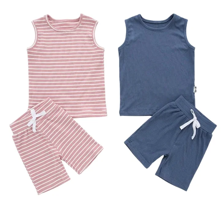 Hot Sale Baby Clothing Sets Girls and Boys Customization Short Sleeve Summer Organic Bamboo Pyjama Baby Clothing Sets