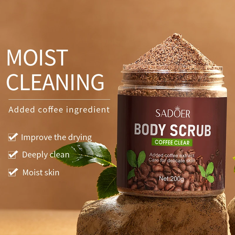 OEM ODM SADOER coffee extracts face scrub cleansing daily Exfoliating cream for Facial skincare products