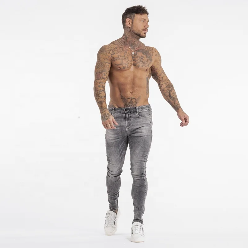 Custom Button Fly Super Skiny Fit Long Jeans Pants Skinny Jeans Men Ankle Fit Pants Mens Jeans