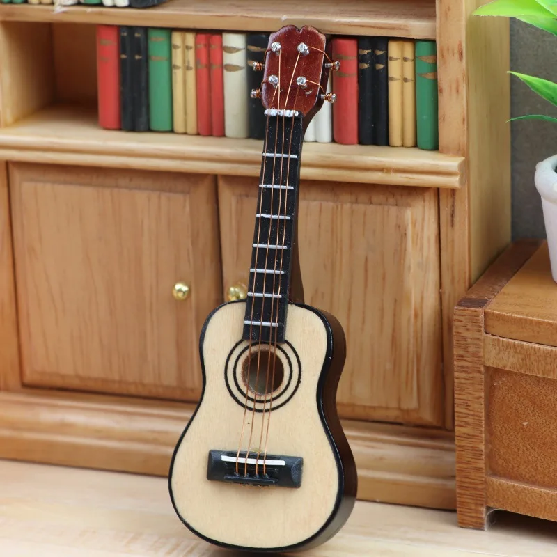 Hot Selling 1:12 Doll House Accessories Miniature Dollhouse Furniture Mini Guitar