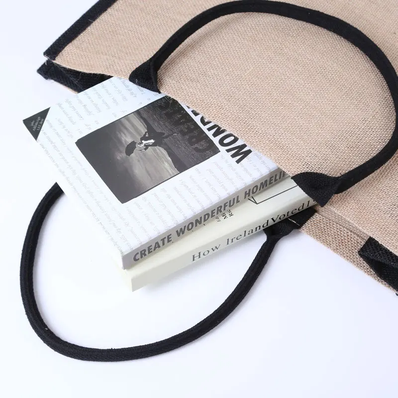 High Quality Custom Logo Large Natural Eco Friendly Plain Hemp Shopper Burlap Jute Tote Bag for Shopping
