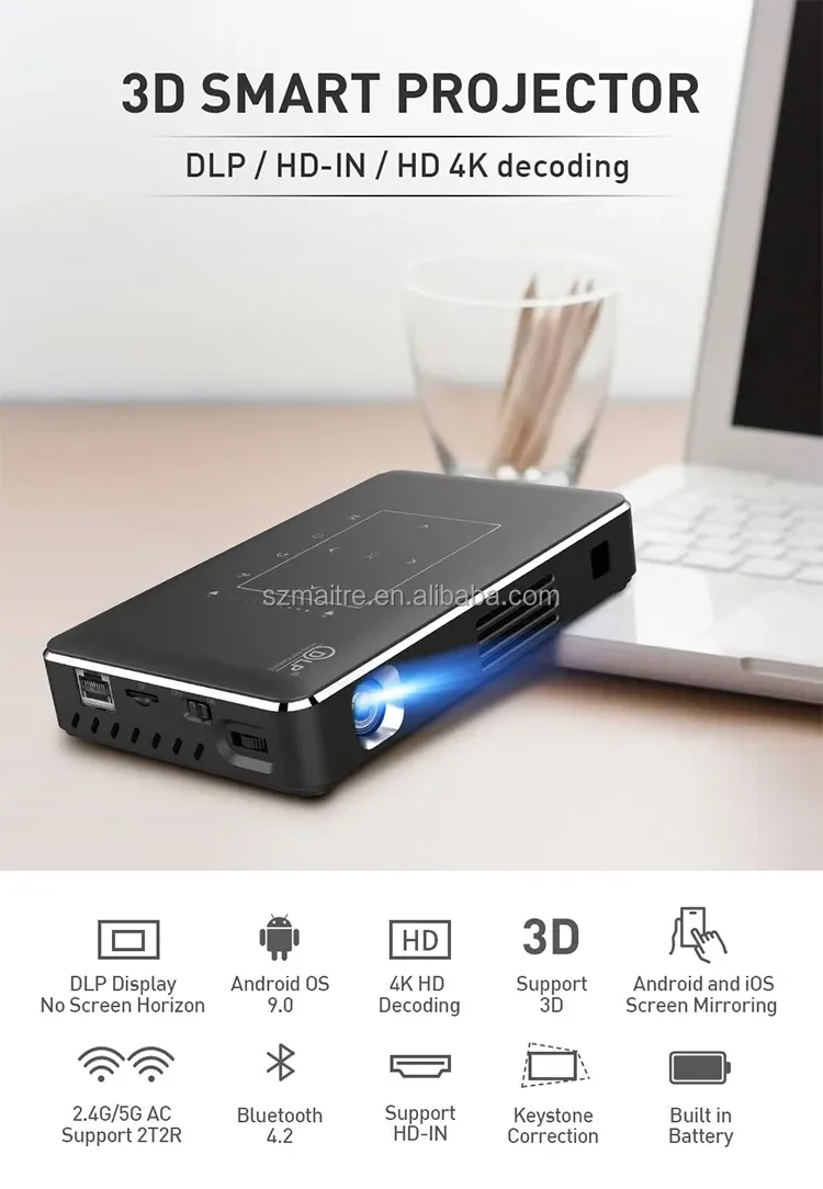 Hot sale 4k HD video portable P10 II interactive DLP projector wifi touch screen mini phone wireless projector