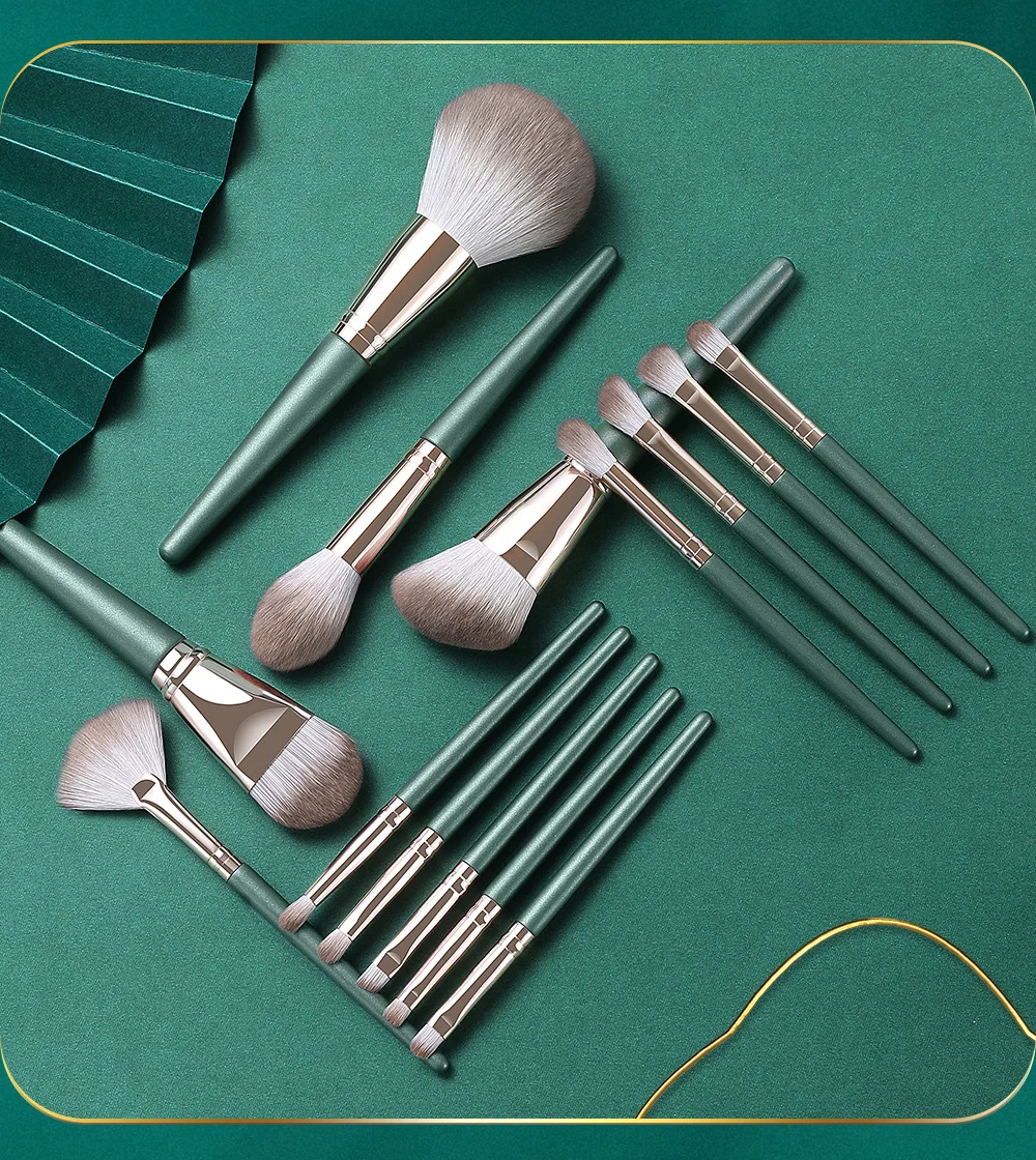 14 Makeup Brush Sets Concealer Foundation Blush Powder Blending Makeup Brush Eye Shadow Fan Highlighter Brush