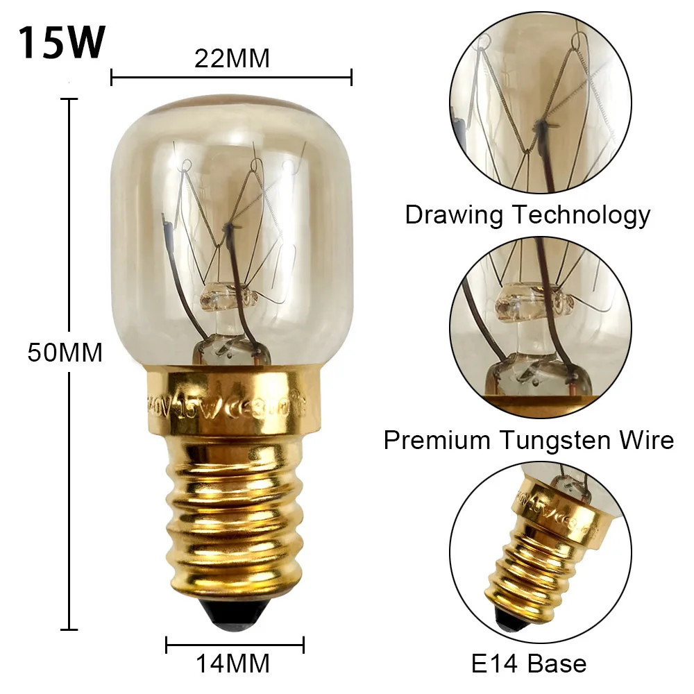 America  E14 E12 Oven bulb  microwave Light salt crystal lamp  300 degree high temperature incandescent bulb