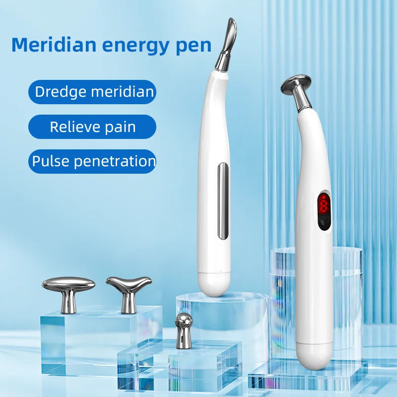 New Designs 2023 Chinese Home Use Health Care 5 In 1 Electronic Magnetic Therapy Facial Acupuncture Meridian Energy Massage Pen