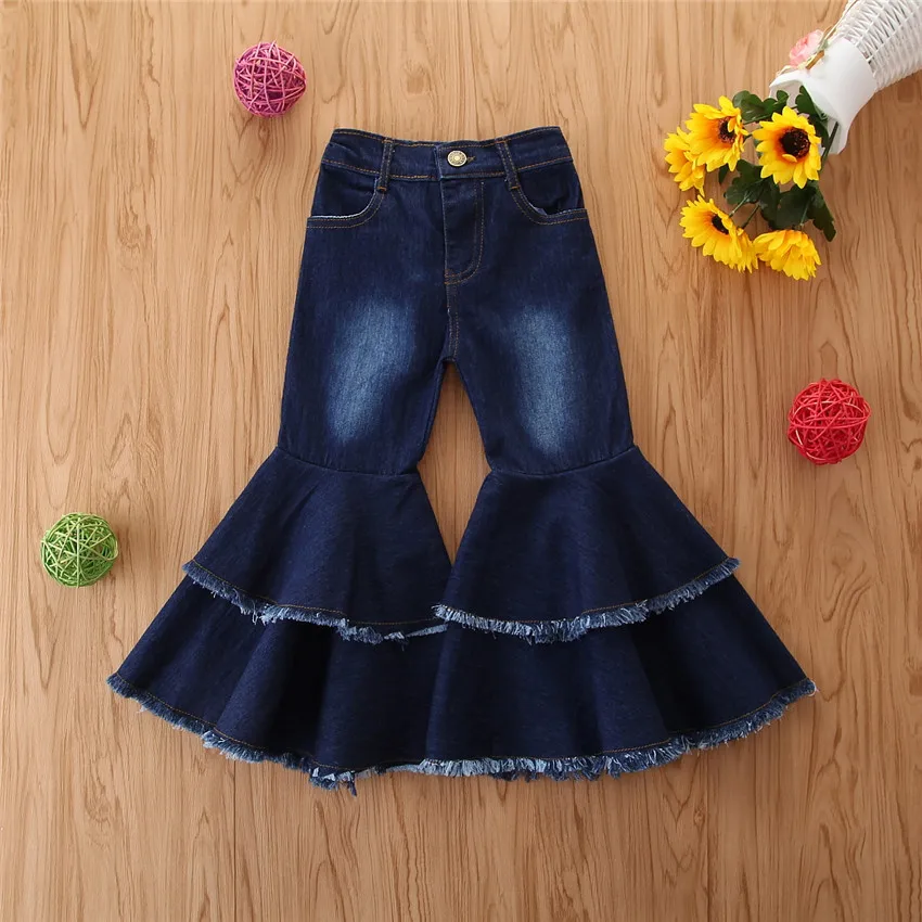 
Fall 2020 little girl bell bottom pants kids flare jeans 