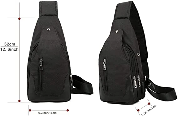 Large Capacity Casual Unbalance Backpack Lightweight Crossbody Purse Sling Shoulder Bags Mens Chest Bag With USB Charging Port