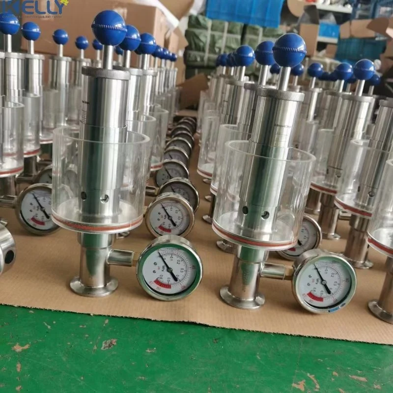 1.5 inch Tri Clamp Adjustable spunding valve with gauge 304/316L Stainless Steel